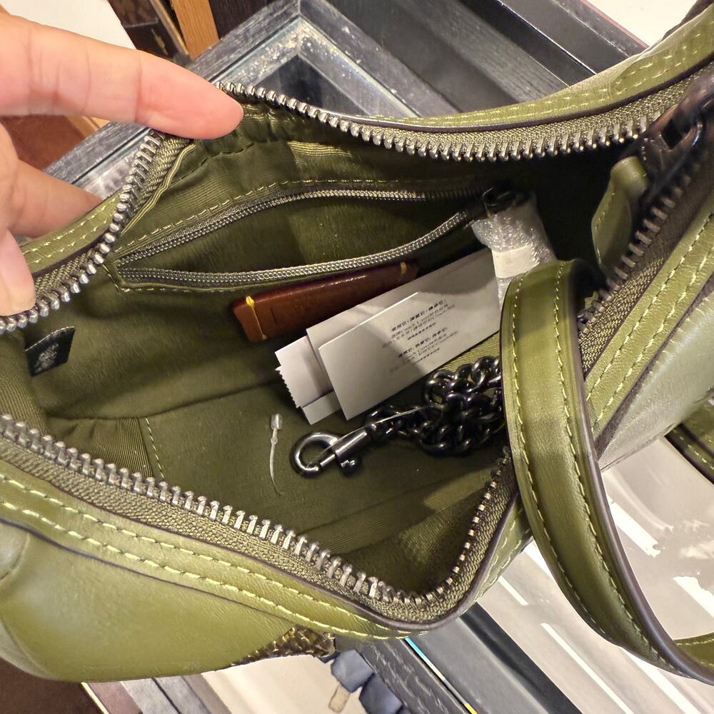 Coach Green Patchwork Leather Hobo Bag with Snake-Print Accents - Picture 5 of 7